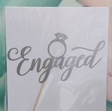 Picture of SILVER ENGAGED CAKE TOPPER 11 X 18CM